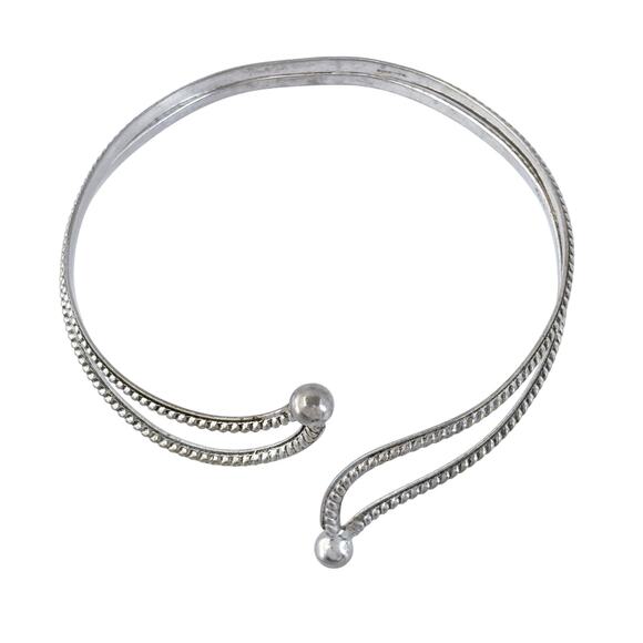 Vintage Mexico Sterling Silver 925 Openwork Rope Motif Collar Necklace 13" - Picture 2 of 7